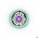 lotus with emerald snake eye in the center tattoo design idea