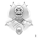 samurai with skull in hand tattoo design idea