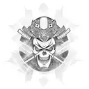 samurai with skull in hand tattoo design idea