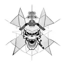 samurai with skull in hand tattoo design idea