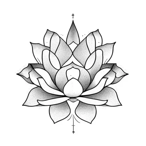 Lotus Flower with Moon Tiny  tattoo design idea