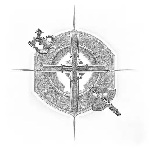 catholic cross with following roman ziffers in it: XXIV.VI.MMVI tattoo design idea