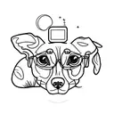 mirorless camera with a whippet and mountains tattoo design idea