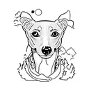 mirorless camera with a whippet and mountains tattoo design idea