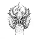 Demon with fire tattoo design idea