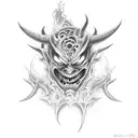 Demon with fire tattoo design idea