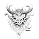 Demon with fire tattoo design idea