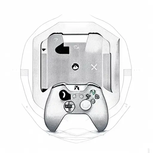 sleeve with PlayStation 5 and Xbox One x logos  tattoo design idea