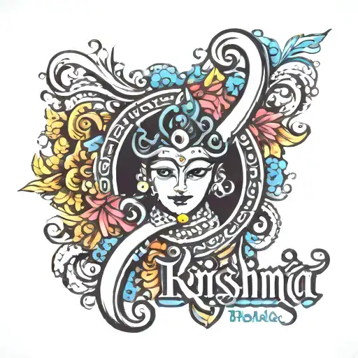 krishna name tattoo design idea