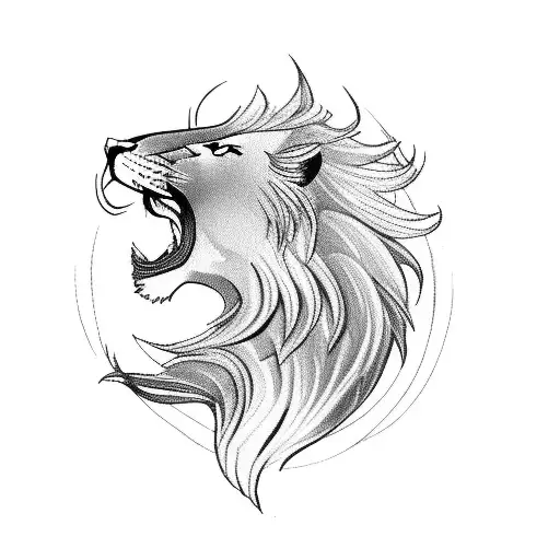 Phoenix with lion tattoo design idea