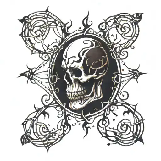 ornamental lines black lightning and black with like  barbed wire tattoo design idea