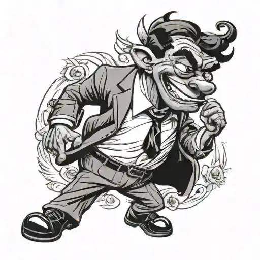 black cartoon character in a suit   tattoo design idea