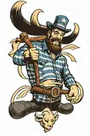Paul Bunyan and babe the blue ox tattoo design idea