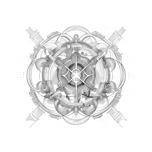 complex organic molecule in the style of the expanse  tattoo design idea