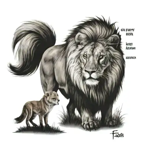 fox and lion and Italian Motivational Bible Verse tattoo design idea