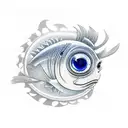 big eyed fish tattoo design idea