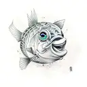 big eyed fish tattoo design idea