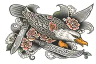 tattoo design combining Butcher's Knife and Moon and Venus and a Duck tattoo design idea