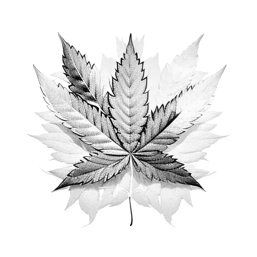 weed leaf black and white tattoo design idea
