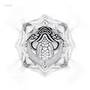 A geometric pattern incorporating snake scales and shapes, symbolizing your love for snakes and artistry tattoo design idea