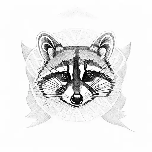racoon with cap tattoo design idea