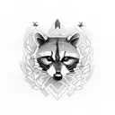 racoon with cap tattoo design idea