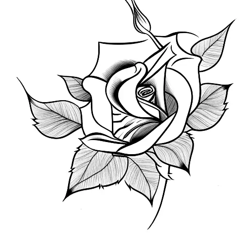 upside down rose tattoo design idea