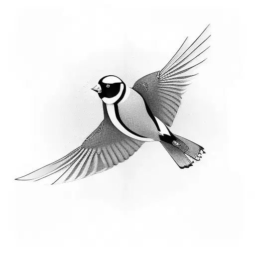 Goldfinch in flight, nothing other than the bird included tattoo design idea