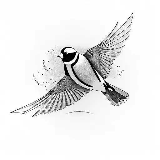 Goldfinch in flight, nothing other than the bird included tattoo design idea