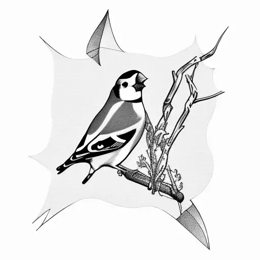 simple Goldfinch flying tattoo design idea