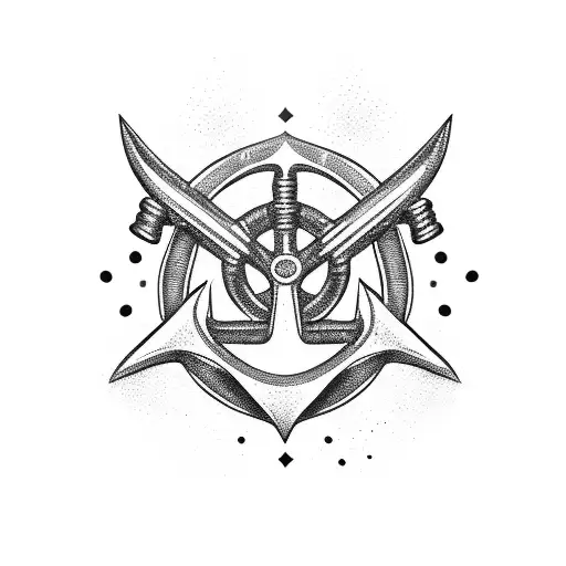 horseshoe, goldfinch, anchor tattoo design idea