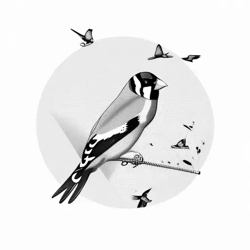 Goldfinch in flight, nothing other than the bird included tattoo design idea
