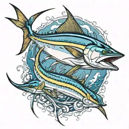 blue marlin, bluefin tuna mahi mahi game boat tattoo design idea