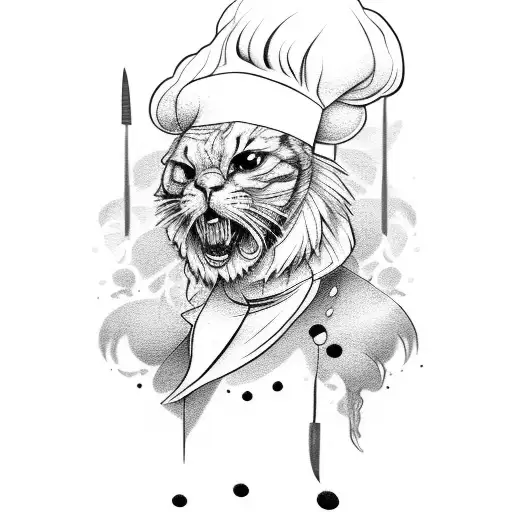 chef's knife tattoo design idea