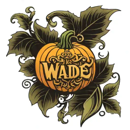 pumpkin with name wade carved in it tattoo design idea