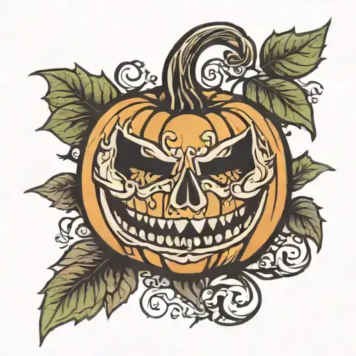 pumpkin with the name wade carved in it tattoo design idea