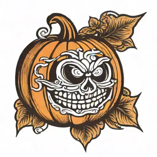 pumpkin with wade carved in it tattoo design idea