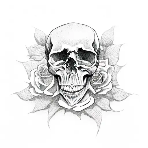 Skull and Roses Dracula  tattoo design idea
