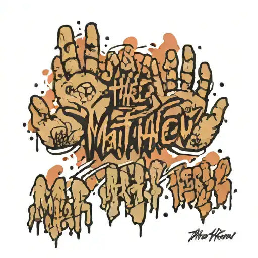 The name Matthew with handprints fading in  tattoo design idea