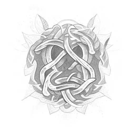 A turbocharger with nature elements intertwined tattoo design idea