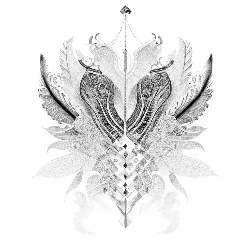 jewels, filigree, feathers tattoo design idea