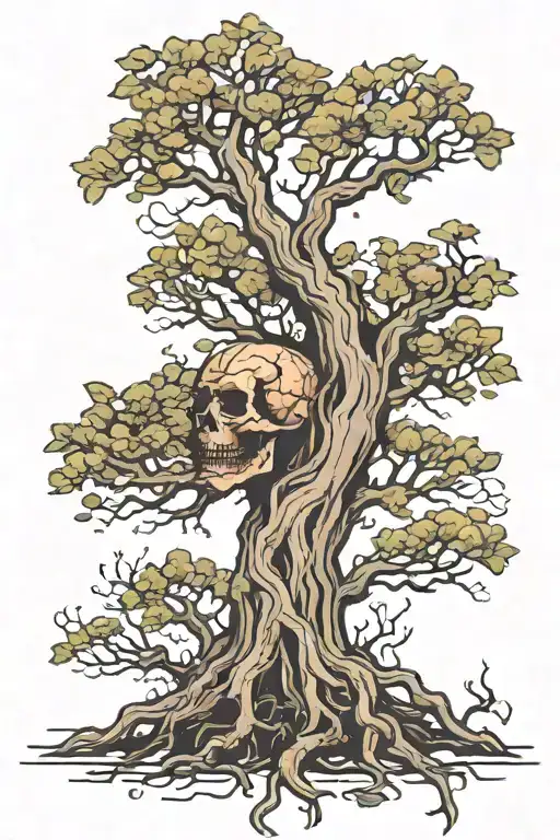 dead alive tree growing tattoo design idea