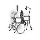 A dancing bean playing the drums tattoo design idea