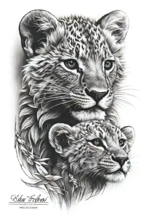 lion lion cub eagle tattoo design idea