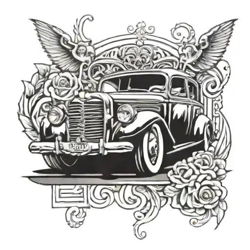 lowrider car tattoo design idea