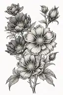 cosmos & marigold flowers tattoo design idea