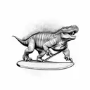 dinosaurus with a mullet and a lightsaber on a skateboard tattoo design idea