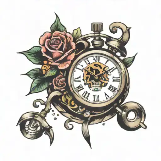 timepiece + machine tattoo design idea