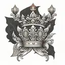 three crowns symbolizing royalty with the words "Progress with unity" under the crowns  tattoo design idea