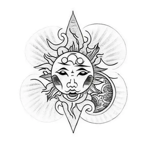Sun and Moon tattoo design idea